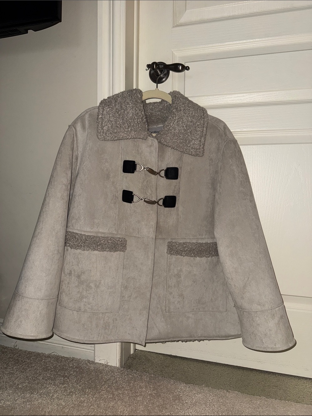 Woolrich Faux Shearling Toggle Coat - Light Gray